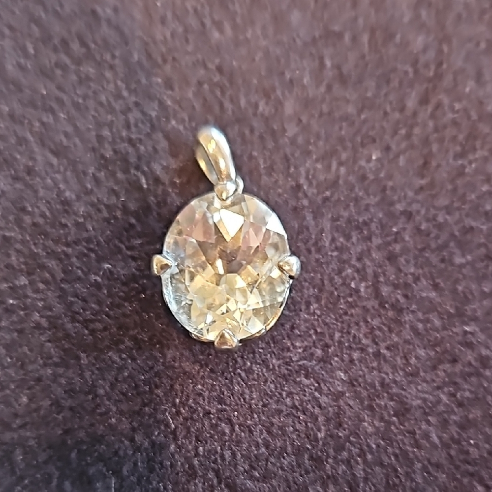 Silver Pendant with Clear Gemstone